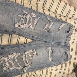 GUESS Distressed Light Blue Straight Jeans